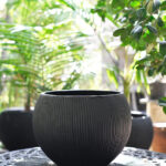 Macetero fibra negro 34x25