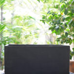 Macetero rectangular fibra negro 60x30